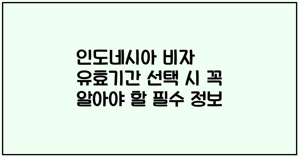 인도네시아 비자 유효기간 선택 시 꼭 알아야 할 필수 정보