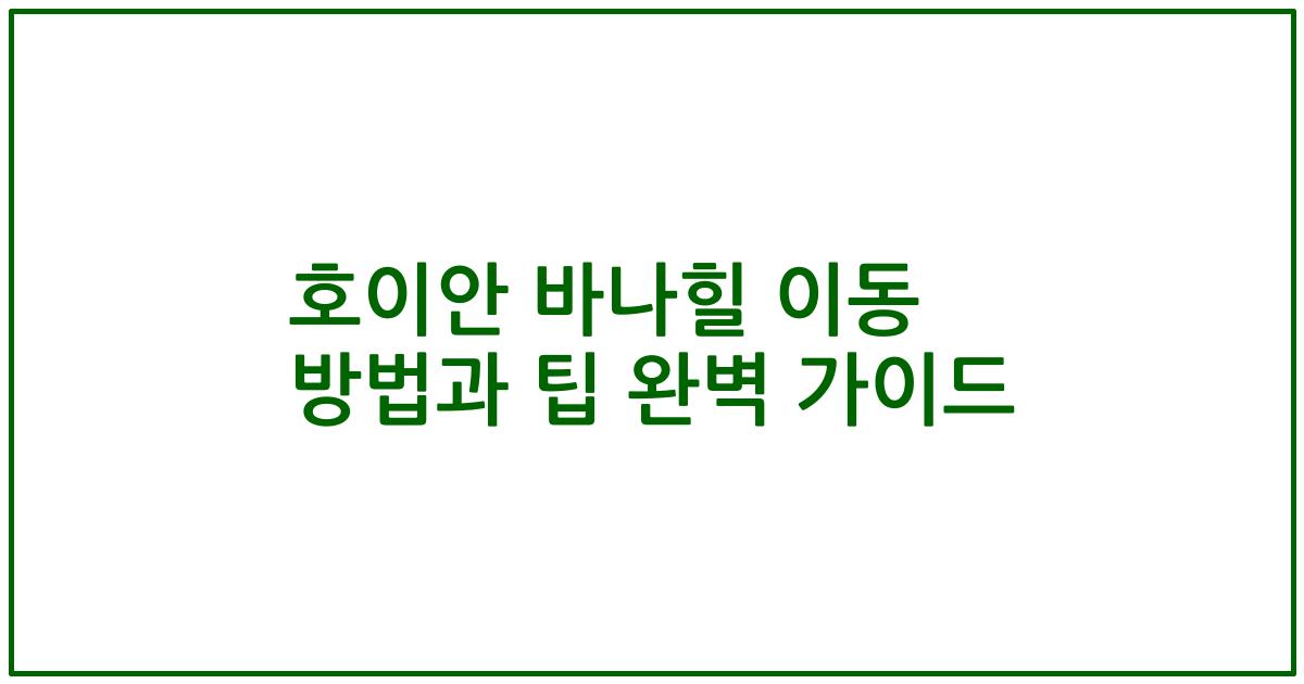 호이안 바나힐 이동 방법과 팁 완벽 가이드