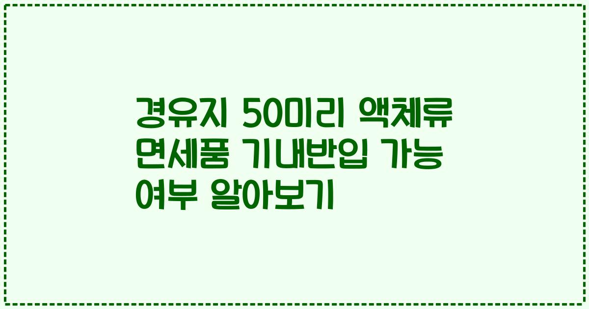 경유지 50미리 액체류 면세품 기내반입 가능 여부 알아보기