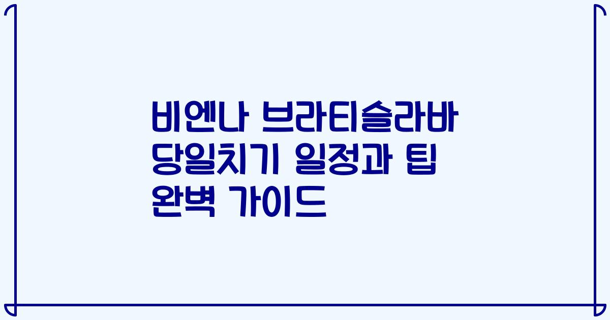 비엔나 브라티슬라바 당일치기 일정과 팁 완벽 가이드