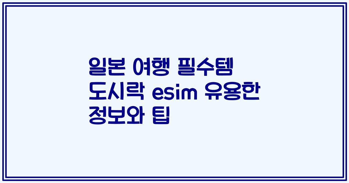 일본 여행 필수템 도시락 esim 유용한 정보와 팁